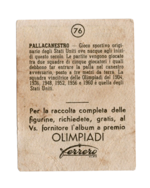 1960 Ferrero I Vincitori Delle Olimpiadi #76 Pallacanestro (Italy) back